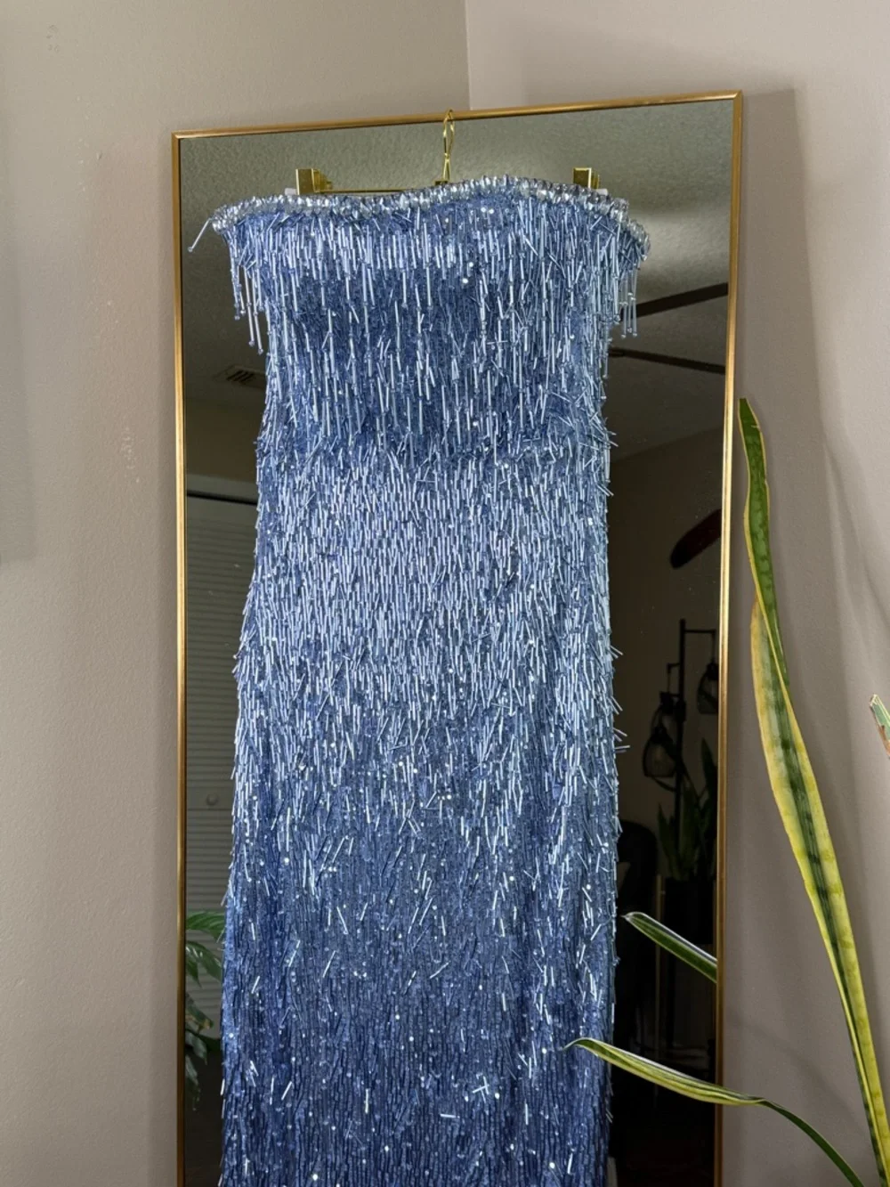 Albina Dyla Sapphire Gleam Strapless Sequin Column Dress - Picture 6 of 12